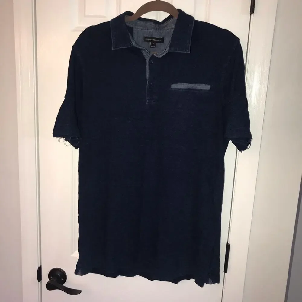 Banana Republic Mens LT Blue S/S Polo